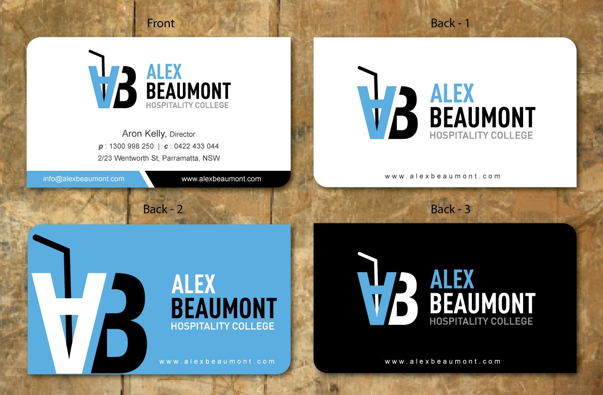 Business Card Design by Sbss for Alex Beaumont Hospitality College | Design #1339022