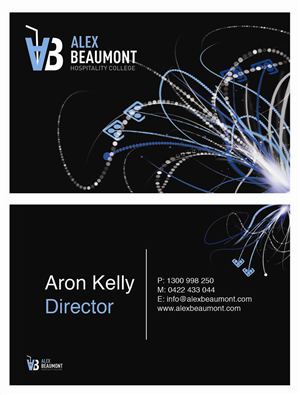 Diseño de Tarjeta de Presentación por Lou Sharp para Alex Beaumont Hospitality College | Diseño #1467635
