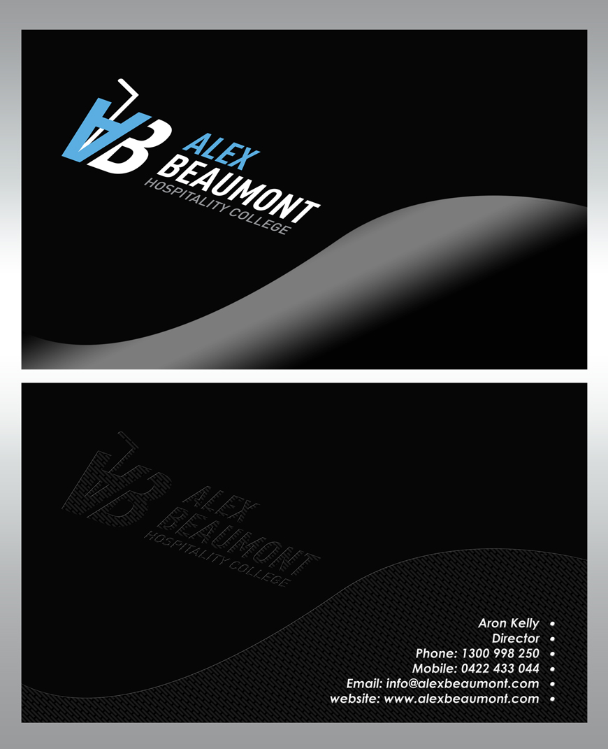 Business Card Design by tarokun for Alex Beaumont Hospitality College | Design #1344630