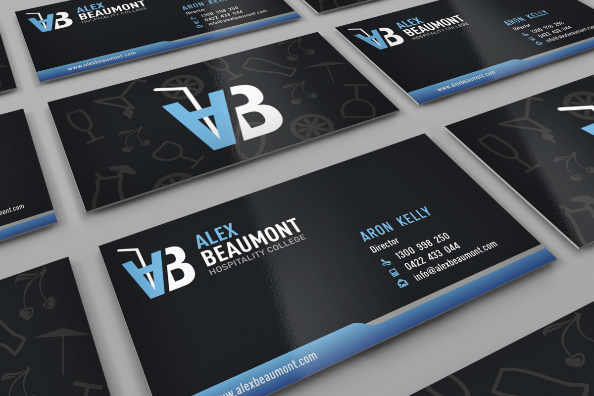 Business Card Design by HYPdesign for Alex Beaumont Hospitality College | Design #1345401