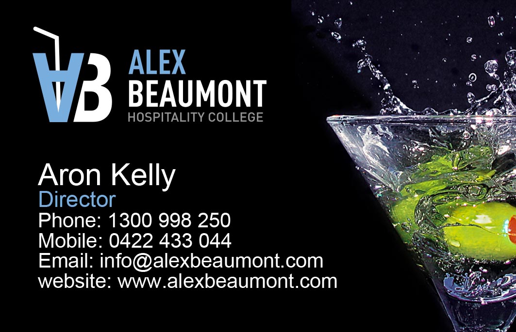 Business Card Design by noelopan1955 for Alex Beaumont Hospitality College | Design #1341927
