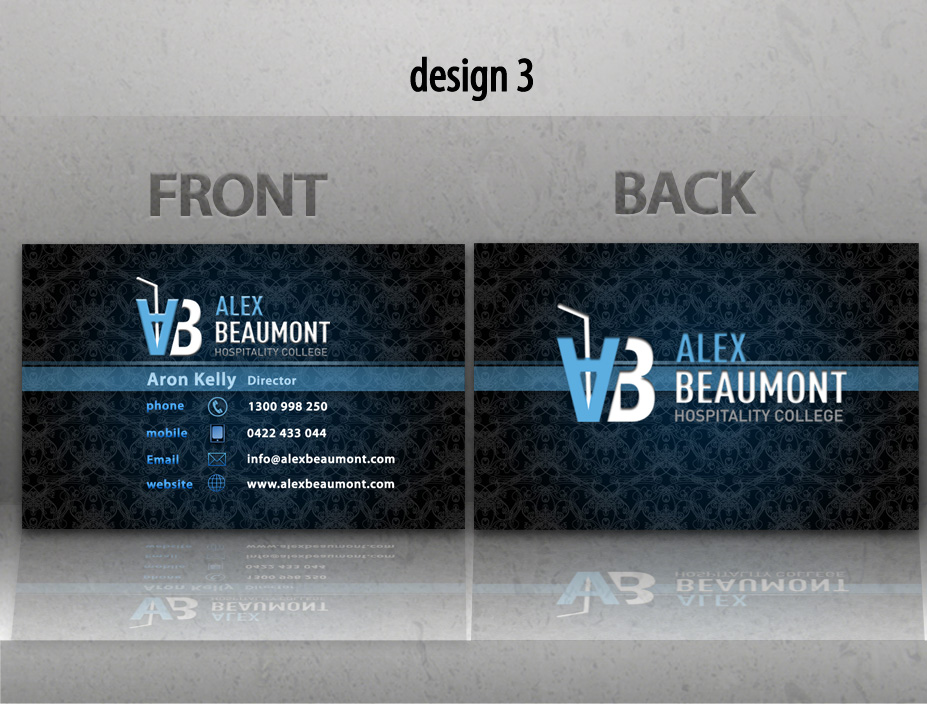 Design de Carte de Visite par Zona44 pour Alex Beaumont Hospitality College | Design #1346846