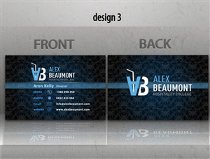 Diseño de Tarjeta de Presentación por Zona44 para Alex Beaumont Hospitality College | Diseño: #1346846