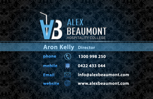 Business Card Design by Zona44 for Alex Beaumont Hospitality College | Design: #1346849