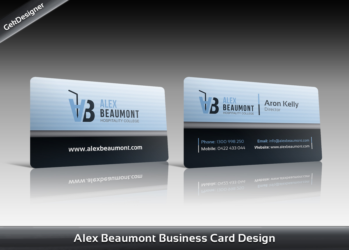 Diseño de Tarjeta de Presentación por gekgrfx para Alex Beaumont Hospitality College | Diseño #1358695