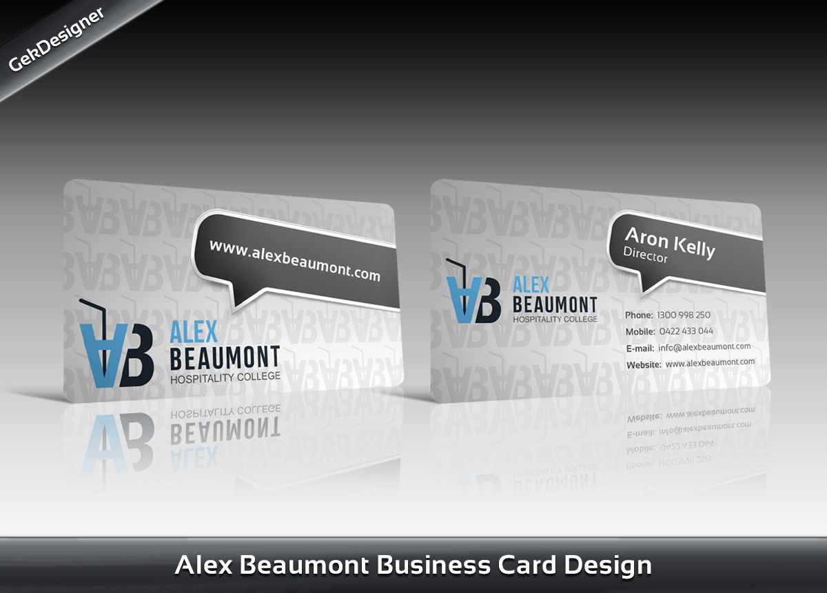 Diseño de Tarjeta de Presentación por gekgrfx para Alex Beaumont Hospitality College | Diseño #1358698