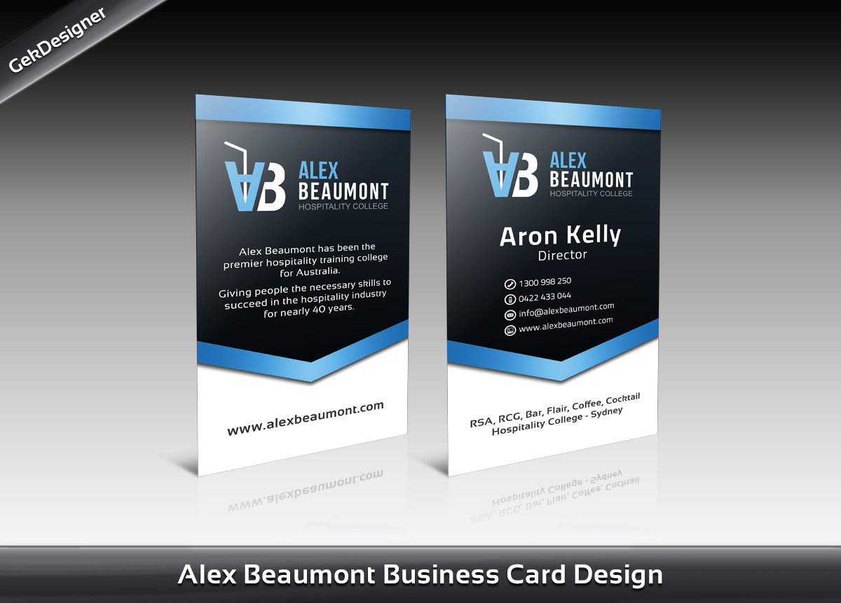 Diseño de Tarjeta de Presentación por gekgrfx para Alex Beaumont Hospitality College | Diseño #1358699