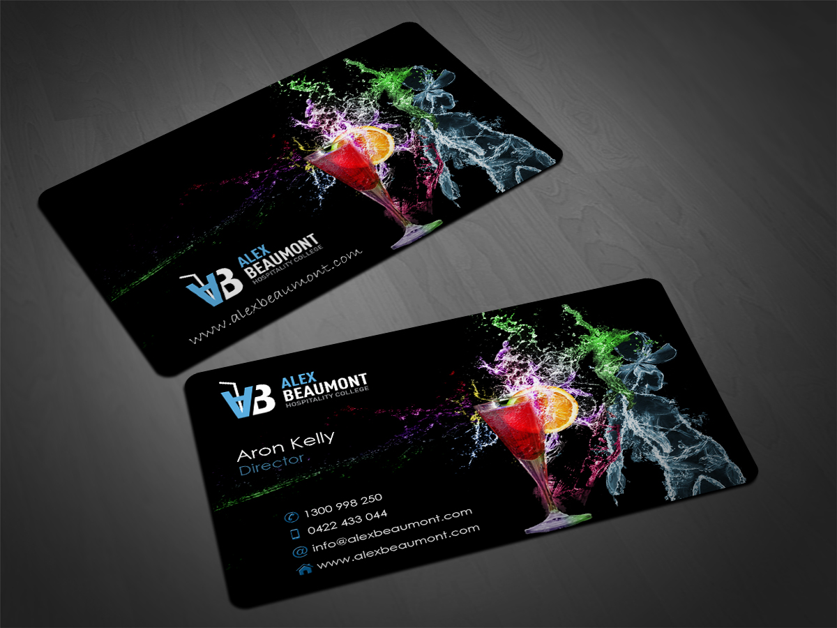 Business Card Design by Scorpius design for Alex Beaumont Hospitality College | Design #1396815