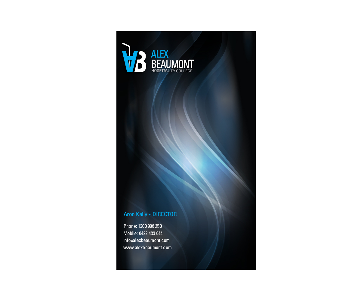 Business Card Design by above for Alex Beaumont Hospitality College | Design #1374374