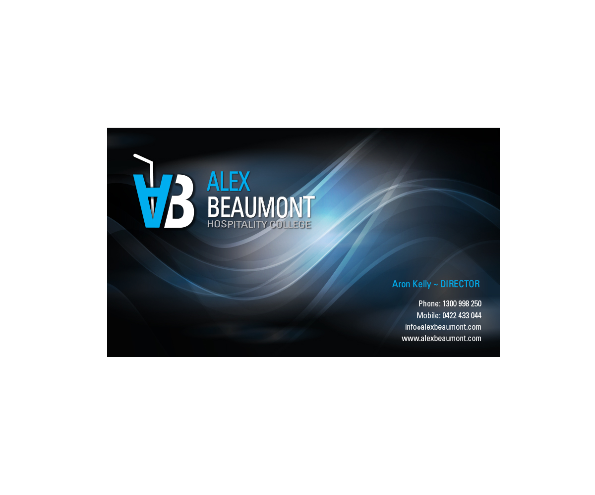Business Card Design by above for Alex Beaumont Hospitality College | Design #1374377