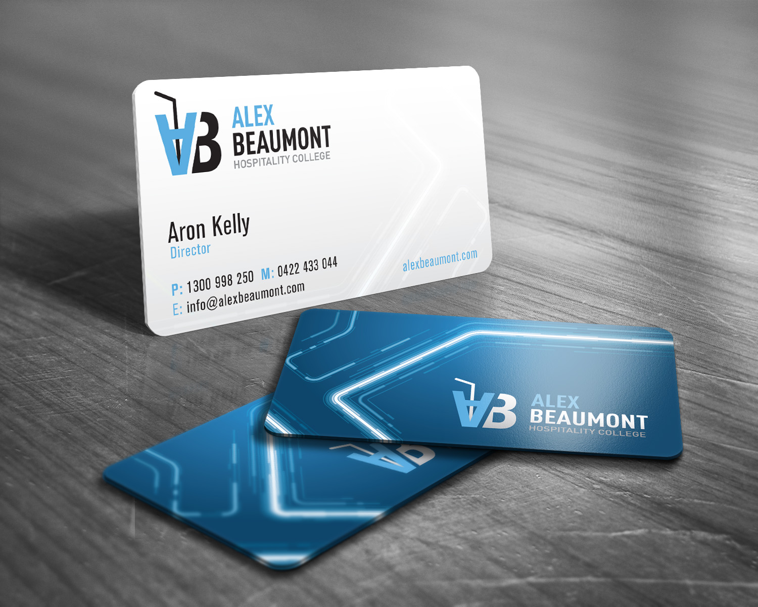 Visitenkarten-Design von Cyanide Designz für Alex Beaumont Hospitality College | Design #1671372