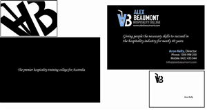 Business Card Design by LoveNationDesigns for Alex Beaumont Hospitality College | Design: #1368082