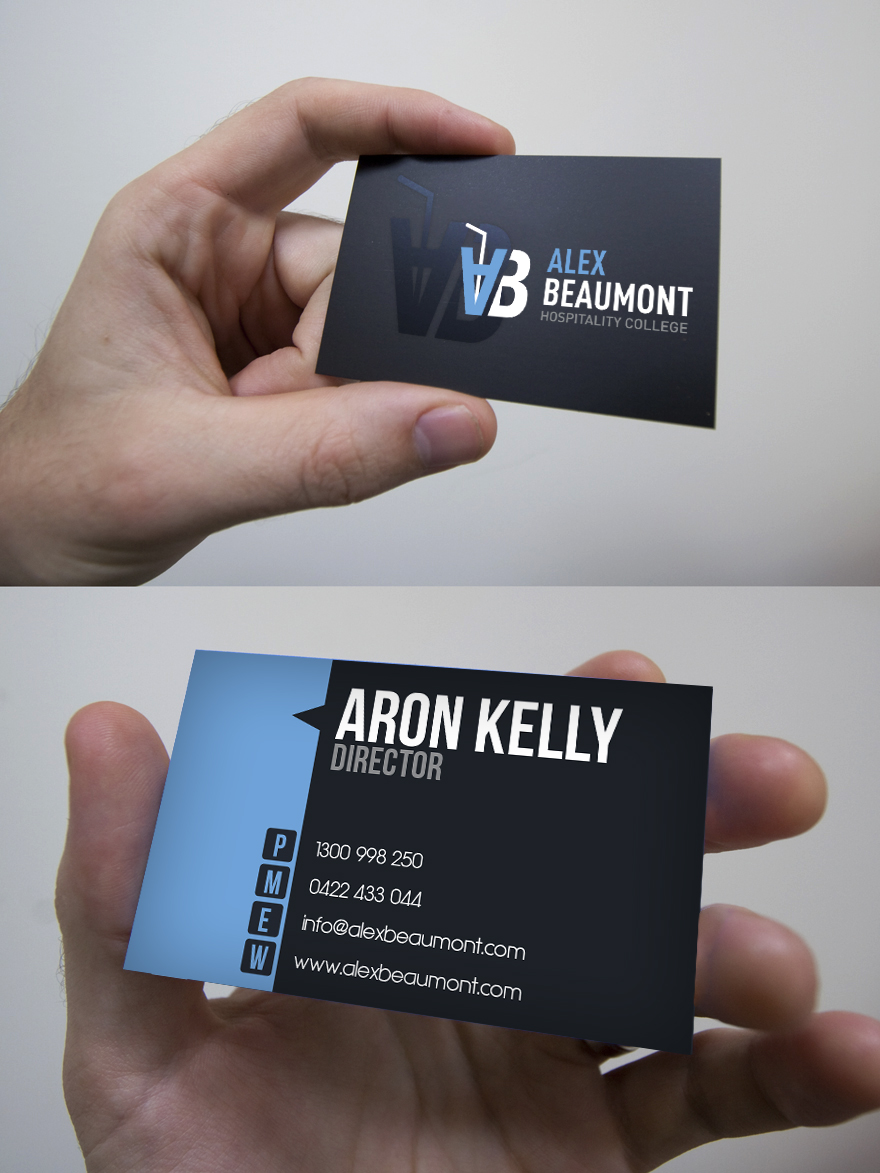 Business Card Design by Caliche for Alex Beaumont Hospitality College | Design #1363604