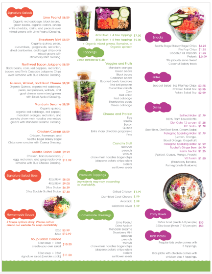 Menu Design by Design Hunger for Seattle Salads | Design #1345221
