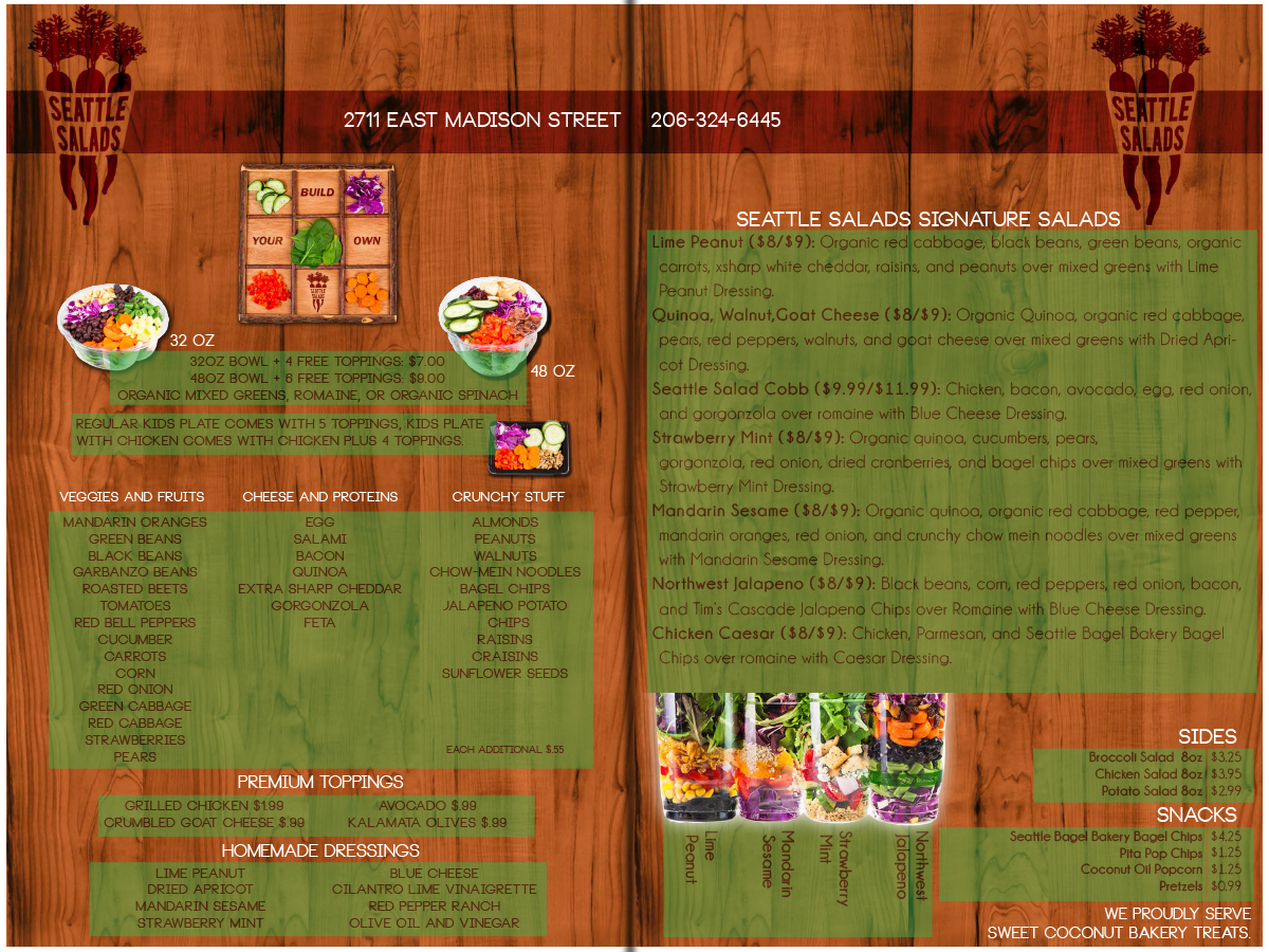 Menu Design by Eric Lott for Seattle Salads | Design #1337269