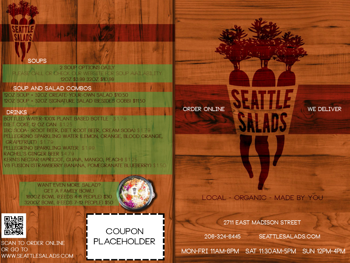Diseño de Menú por Eric Lott para Seattle Salads | Diseño #1337696