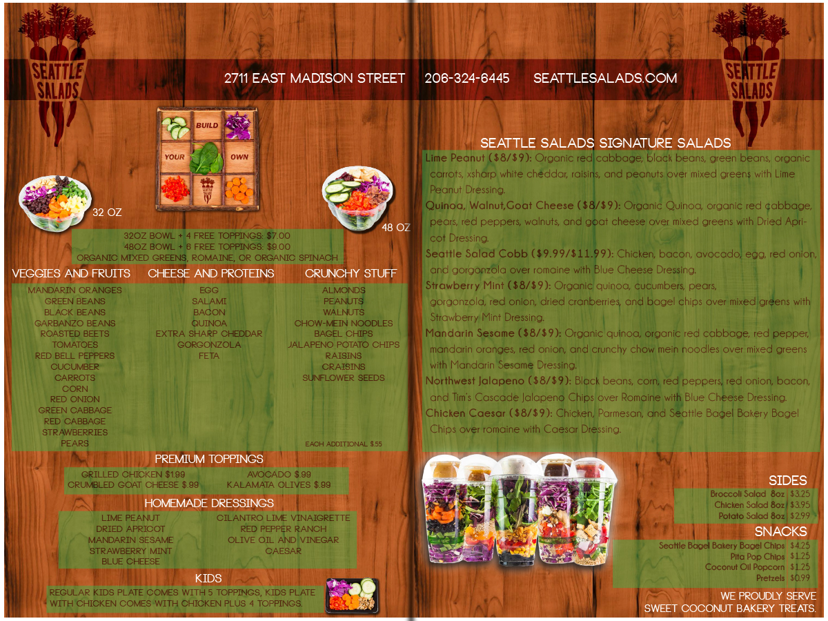 Design de Menu par Eric Lott pour Seattle Salads | Design #1339052