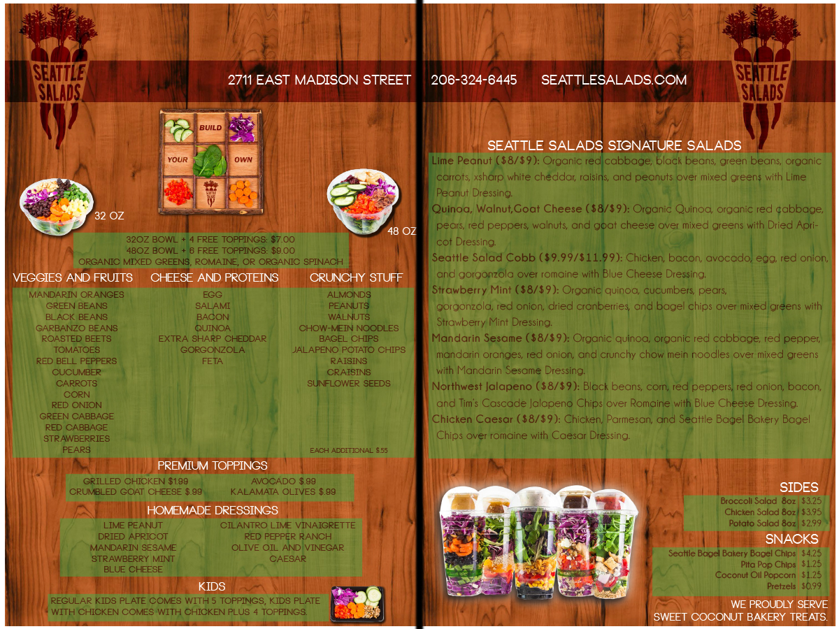 Menu Design by Eric Lott for Seattle Salads | Design #1340828