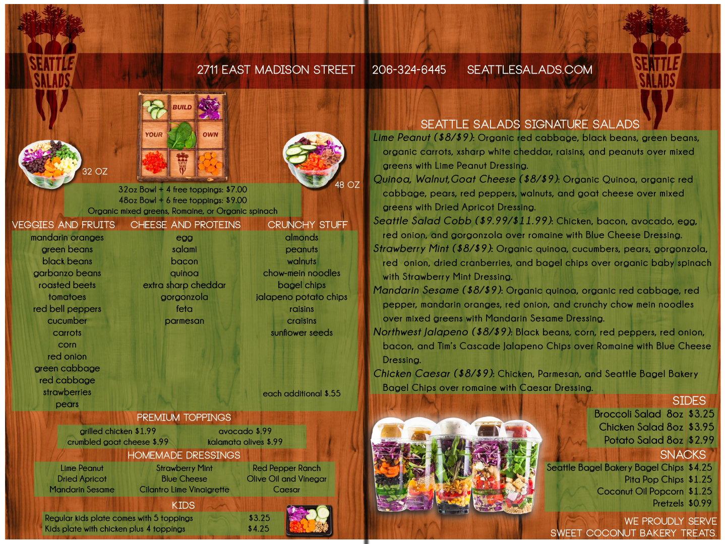 Menu Design by Eric Lott for Seattle Salads | Design #1347232