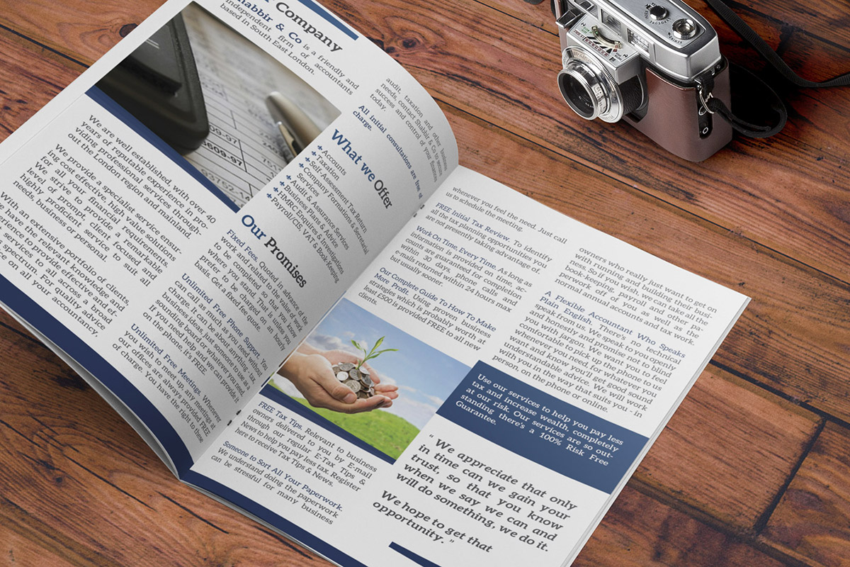 Brochure Design by bibinparker for G Shabbir T/A & Shabbir Co | Design #4887634