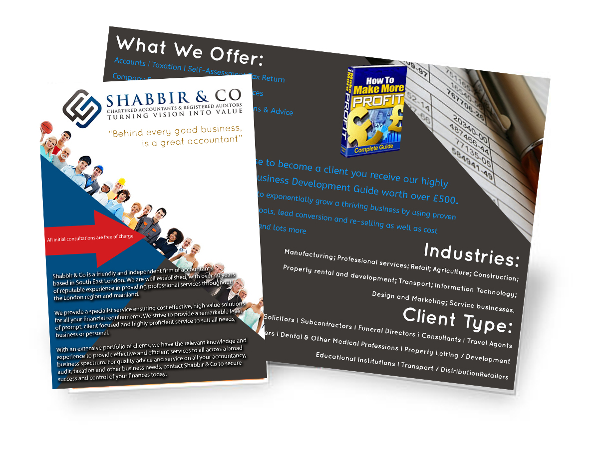 Brochure Design by justlovesdesign for G Shabbir T/A & Shabbir Co | Design #4797157