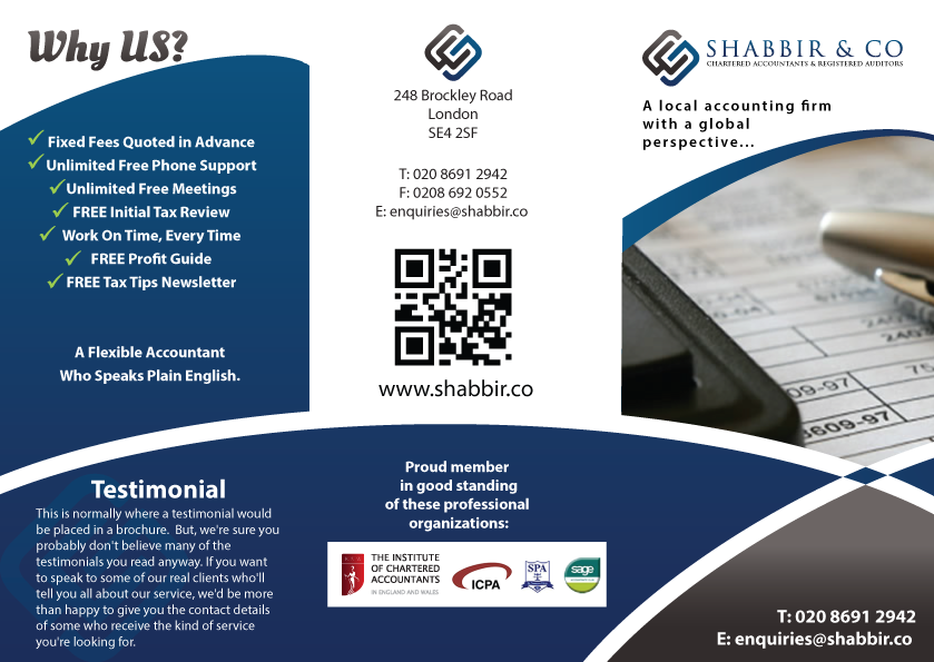 Brochure Design by TedAtkinson for G Shabbir T/A & Shabbir Co | Design: #4745413