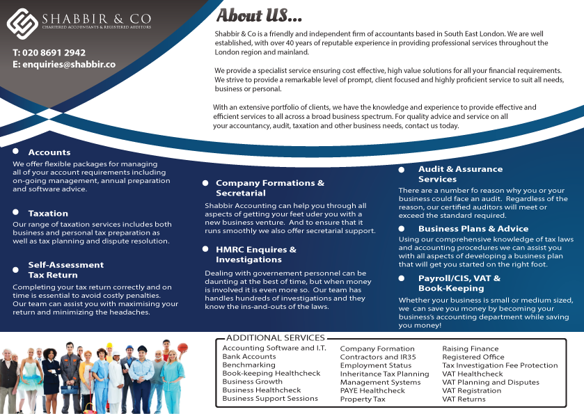 Brochure Design by TedAtkinson for G Shabbir T/A & Shabbir Co | Design #4753587