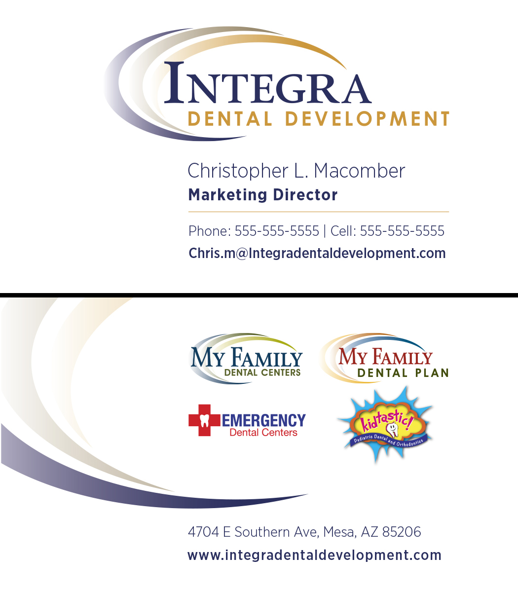 Visitenkarten-Design von vp für My Family Dental Centers | Design #1340496