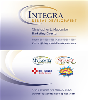 Visitenkarten-Design von vp für My Family Dental Centers | Design: #1342128