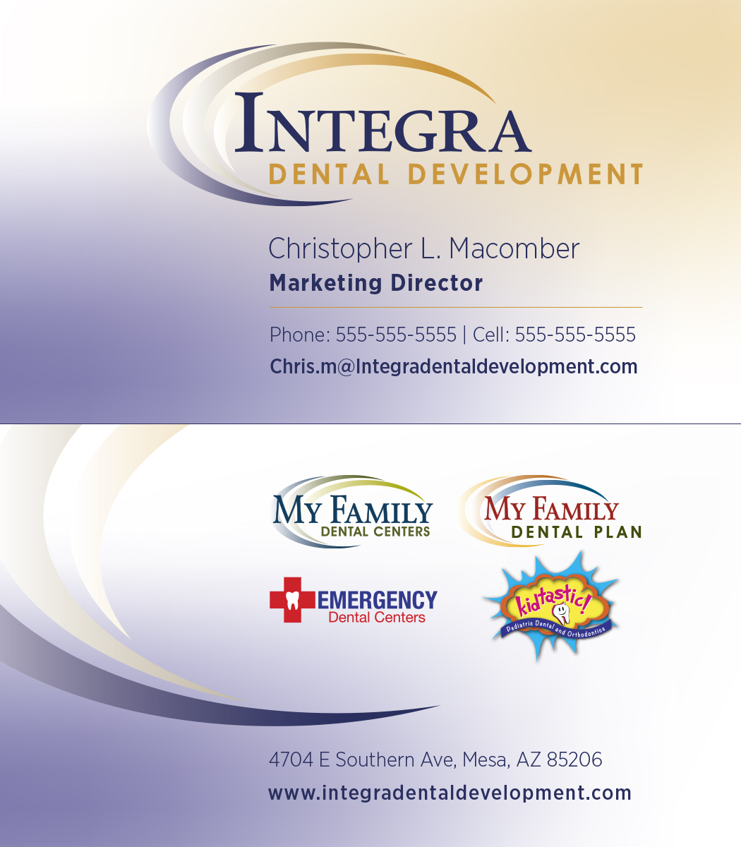 Visitenkarten-Design von vp für My Family Dental Centers | Design #1342266