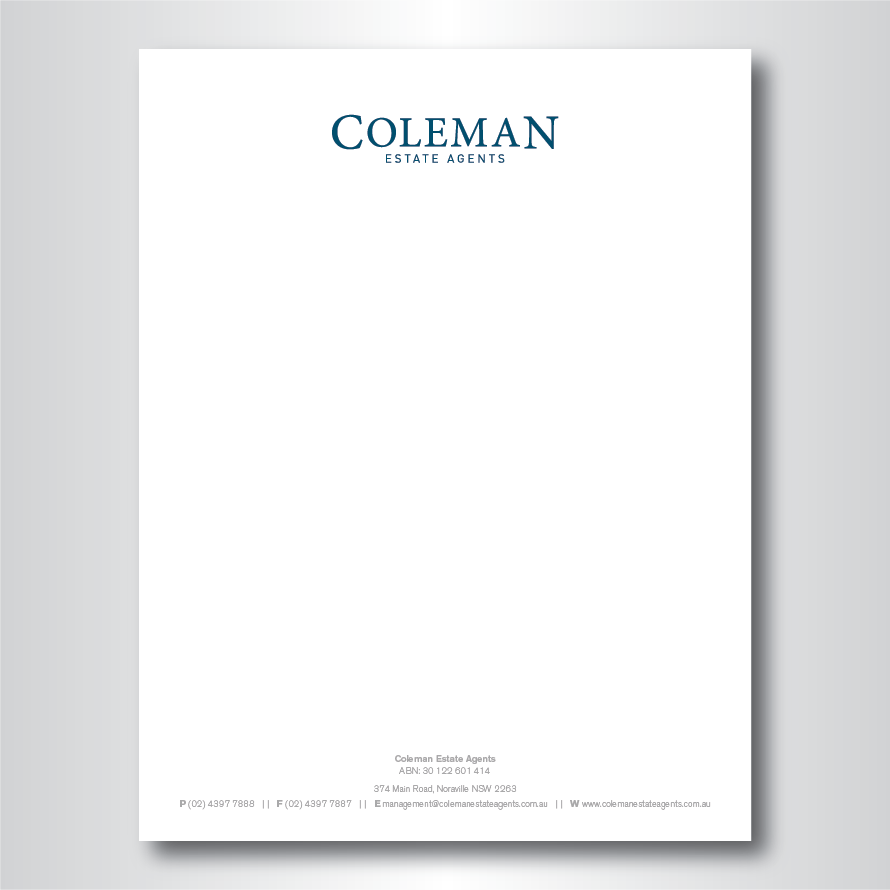 Letterhead Design by dotnot for Coleman Estate Agents | Design #4731729