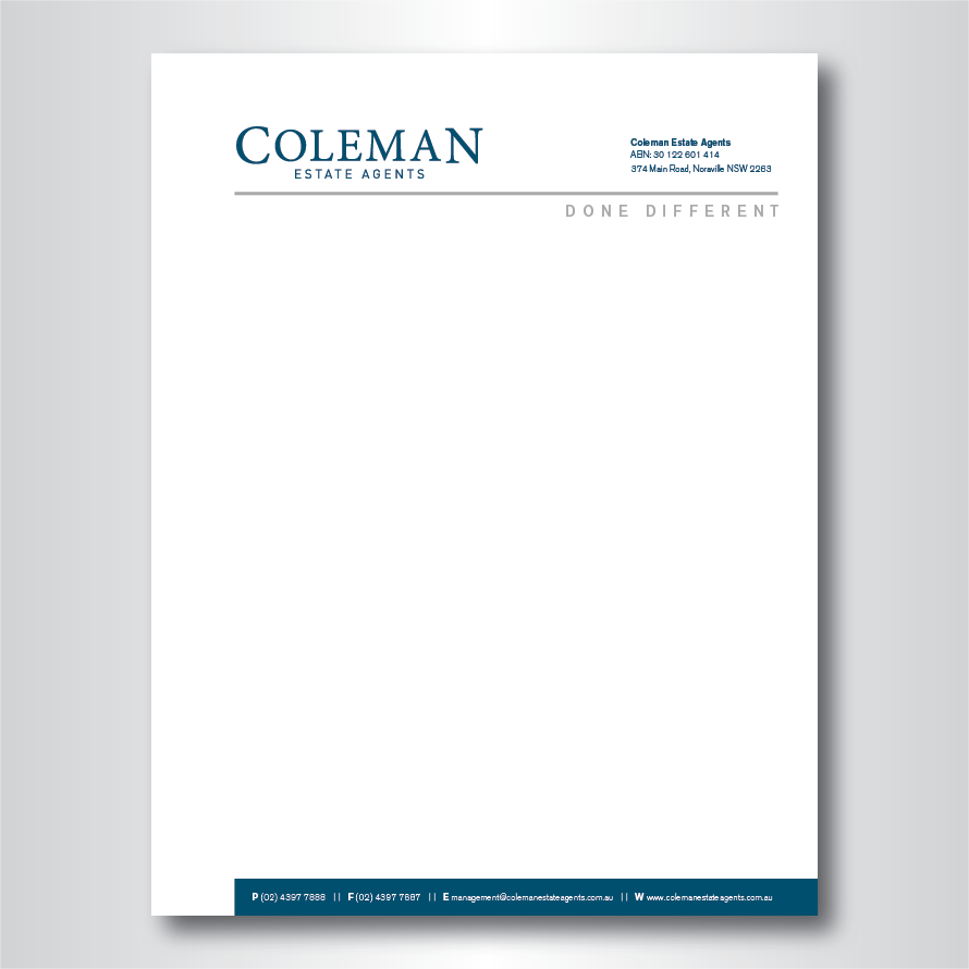 Letterhead Design by dotnot for Coleman Estate Agents | Design #4741885