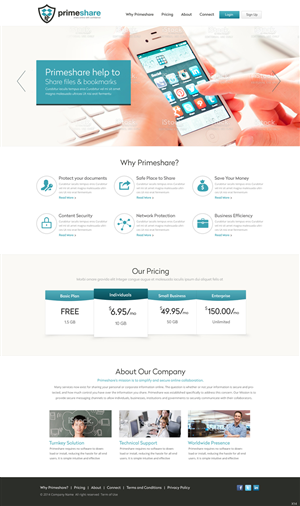 Web Design by pb for Primeshare, Inc | Design: #4986704