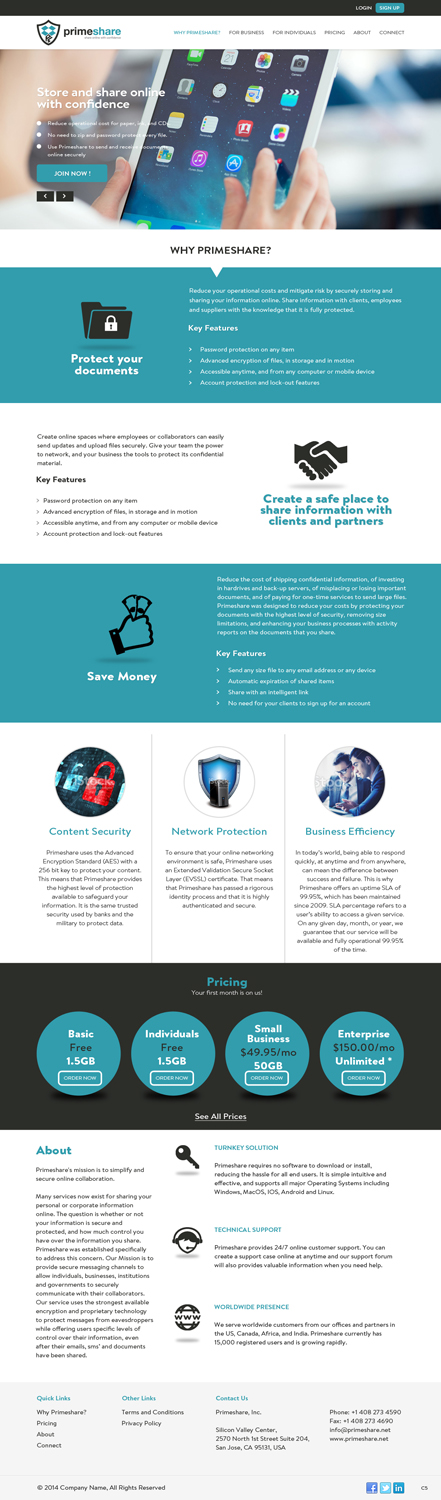 Diseño Web por pb para Primeshare, Inc | Diseño #4993324