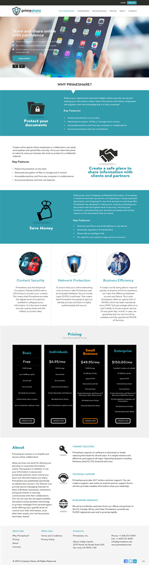 Web Design by pb for Primeshare, Inc | Design #5253657