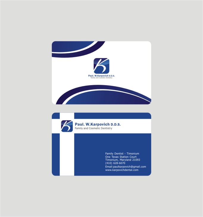 Diseño de Tarjeta de Presentación por lrbalaji para Paul Karpovich, DDS | Diseño #1345595