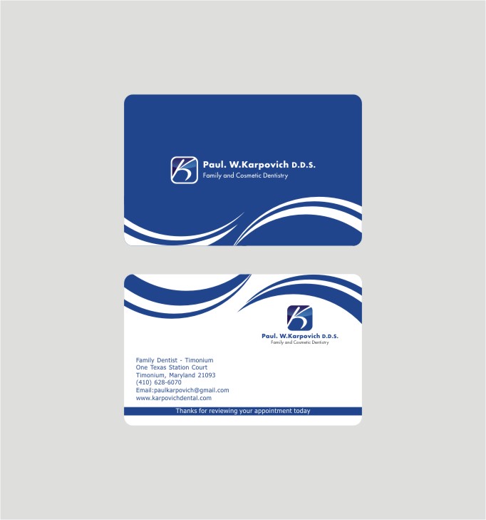 Design de Carte de Visite par lrbalaji pour Paul Karpovich, DDS | Design #1345930