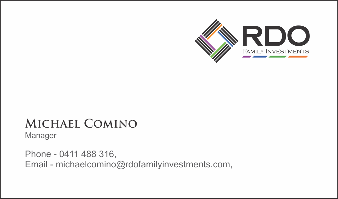 Design de Carte de Visite par Jagdish Boga pour RDO Family Investments Pty Ltd | Design #4745467