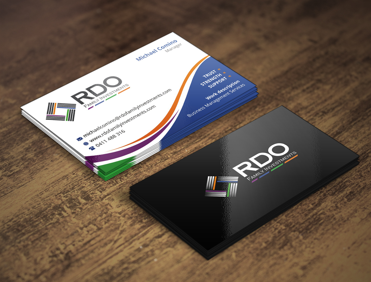 Business Card Design by INDIAN_Ashok for RDO Family Investments Pty Ltd | Design #4811450