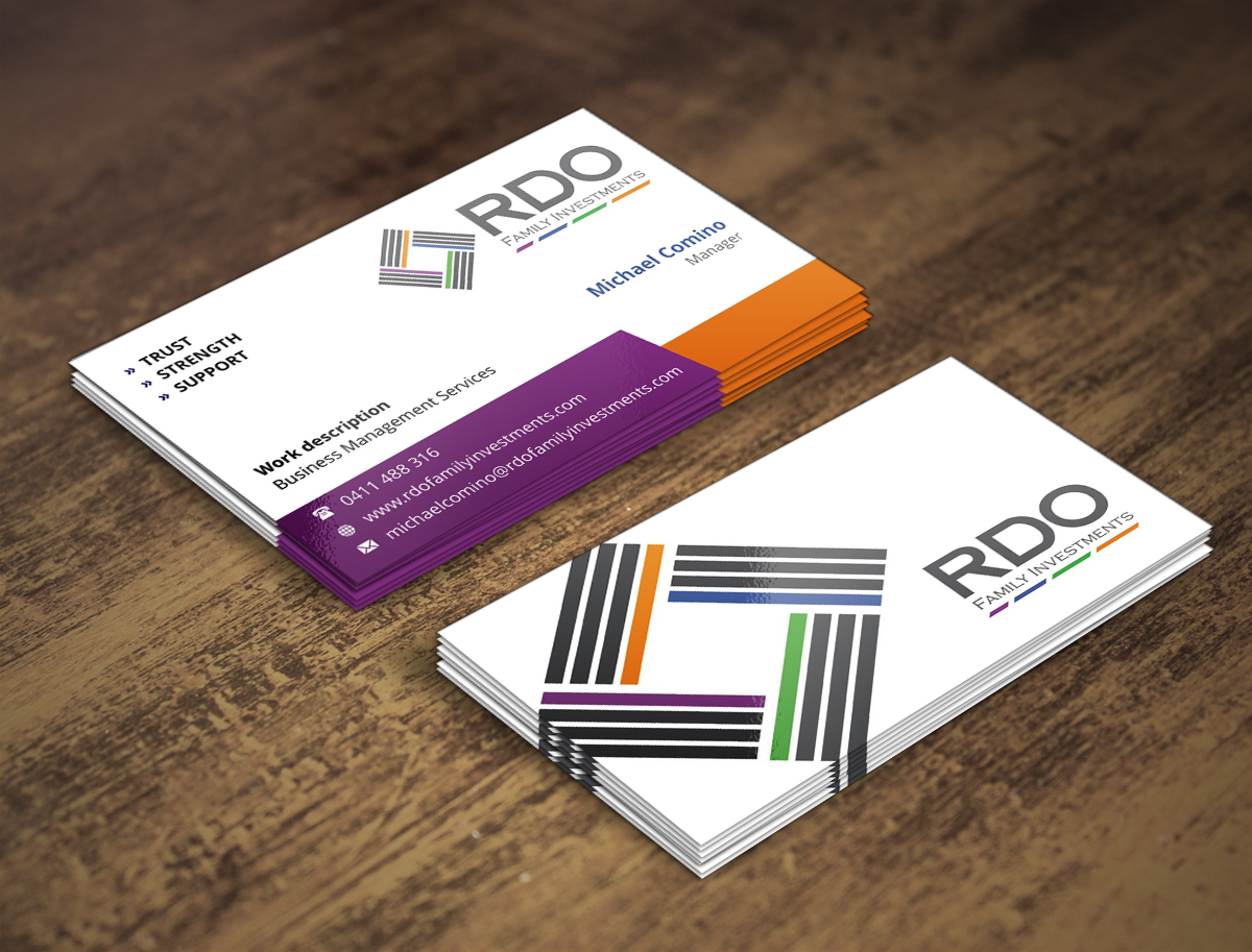 Business Card Design by INDIAN_Ashok for RDO Family Investments Pty Ltd | Design #4811451