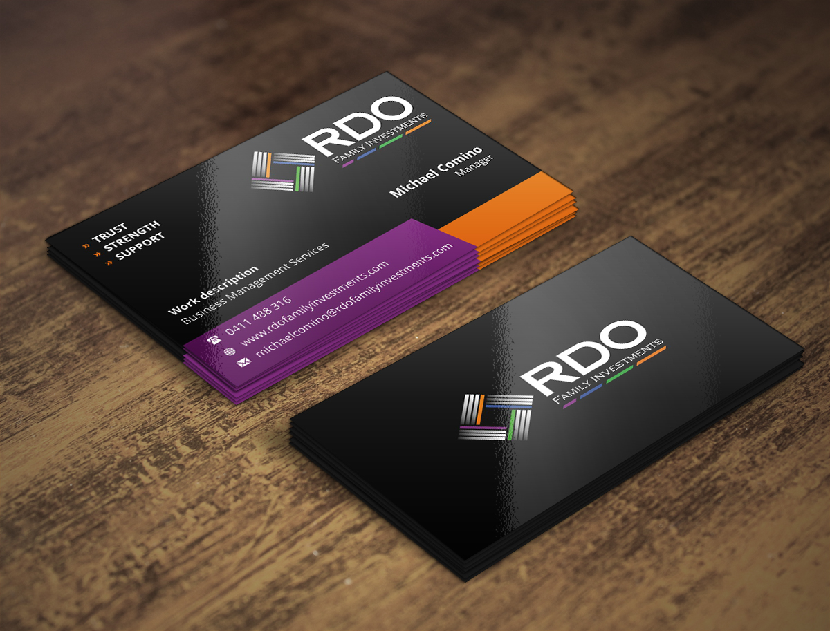 Business Card Design by INDIAN_Ashok for RDO Family Investments Pty Ltd | Design #4811453