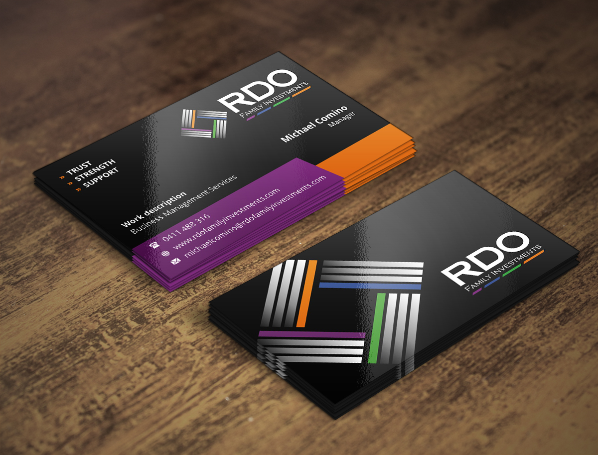 Business Card Design by INDIAN_Ashok for RDO Family Investments Pty Ltd | Design #4811454