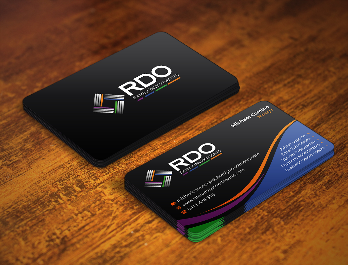 Business Card Design by INDIAN_Ashok for RDO Family Investments Pty Ltd | Design #4879340