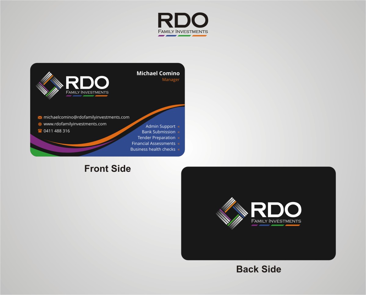 Business Card Design by INDIAN_Ashok for RDO Family Investments Pty Ltd | Design #4881169