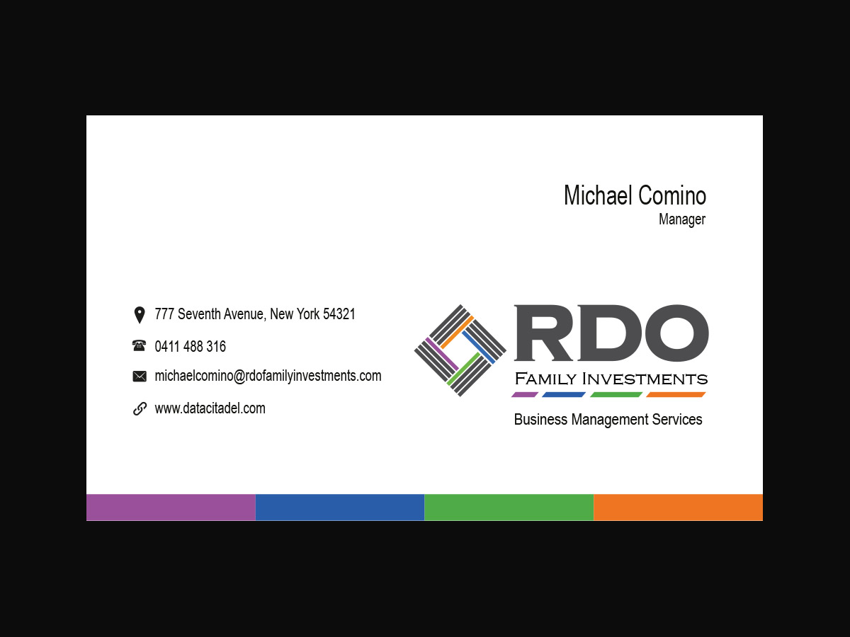 Visitenkarten-Design von snowymasterdesigns für RDO Family Investments Pty Ltd | Design #4781977