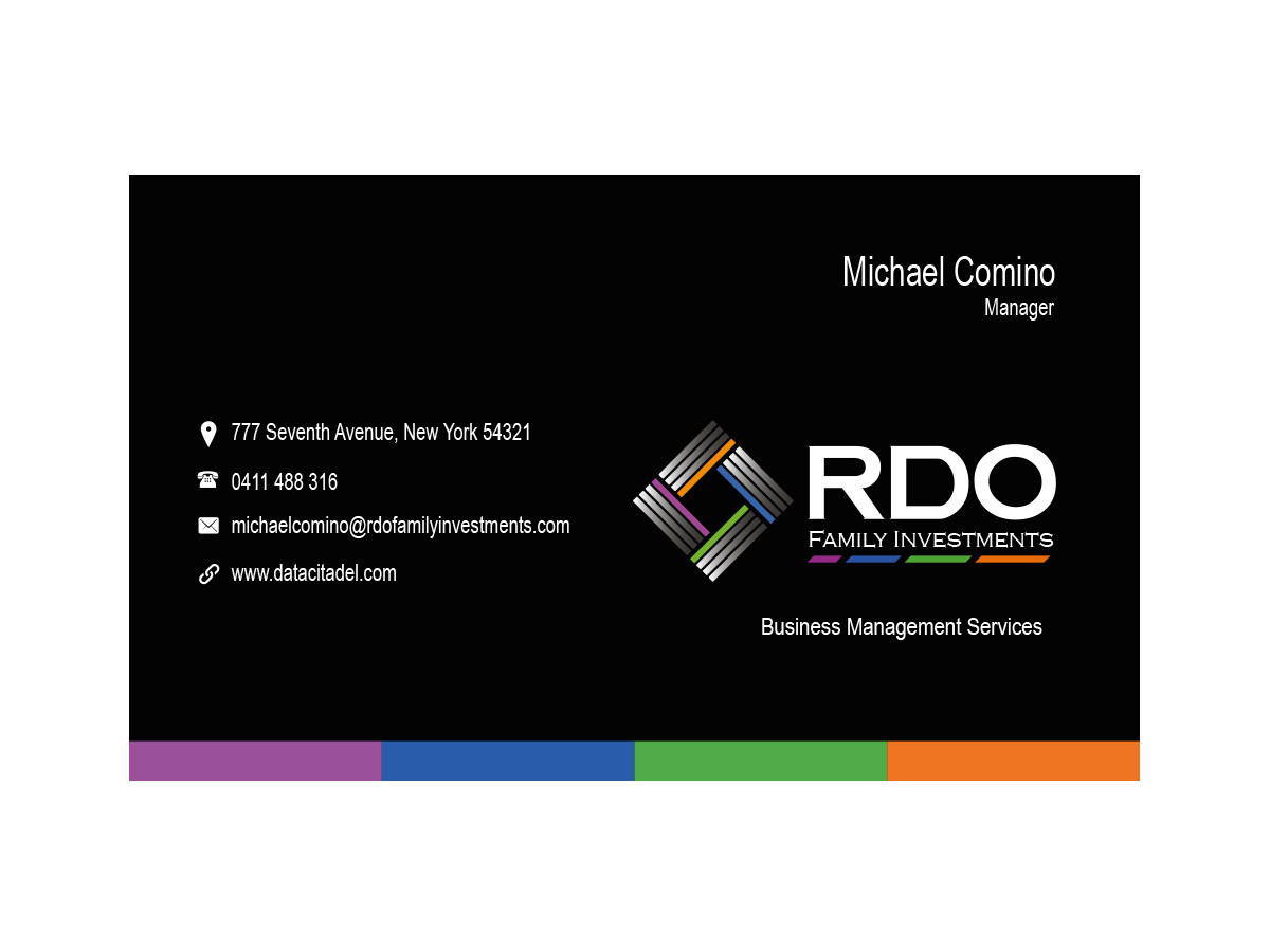 Business Card Design by snowymasterdesigns for RDO Family Investments Pty Ltd | Design #4781981