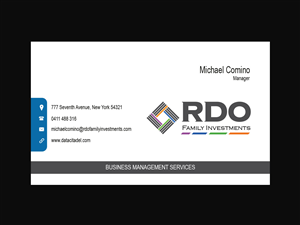 Business Card Design by snowymasterdesigns for RDO Family Investments Pty Ltd | Design: #4781985