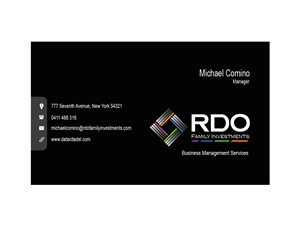 Diseño de Tarjeta de Presentación por snowymasterdesigns para RDO Family Investments Pty Ltd | Diseño: #4781988