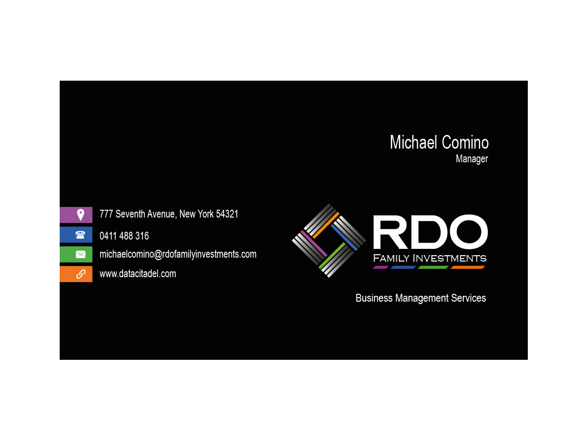 Business Card Design by snowymasterdesigns for RDO Family Investments Pty Ltd | Design #4781993