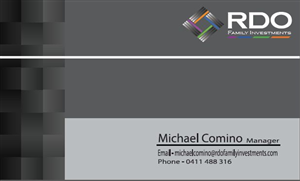 Business Card Design by SOHIL SOLANKI for RDO Family Investments Pty Ltd | Design: #4750160